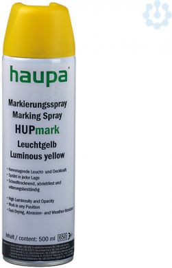 Haupa Marķēšanas aerosols HUPmark 500ml dzeltens, fosforescējošs, izcili spožs, ātri žūstošs, izturīgs pret noberšanu 170141 | Elektrika.lv