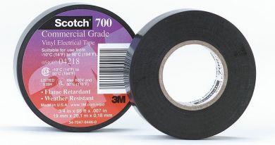 3M Scotch 700 Izolācijas lente, melns, 19mm x 20m, -10+90 grad. E70019 | Elektrika.lv