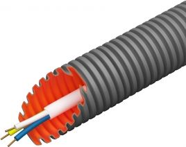 Evopipes Halogēnbrīva gofrēta caurule EVOEL FM-0H-SMART D=16mm ar XPJ-HF 3x1,5mm² kabeli 100m 750N pelēka 12205016H1001V09UE2 | Elektrika.lv