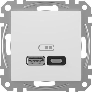Schneider Electric USB charger, 3A (A+C), 45W, white, Sedna Design & Elements SDD111404 | Elektrika.lv