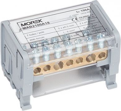 Morek MAB100A-7 sadales bloks 2P 2x25mm²+5x6mm² [4] MAB2100A18 | Elektrika.lv
