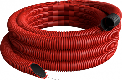Evopipes Underground corrugated double wall tube EVOCAB FLEX D =110mm / 50m red, with wire 2010011050004P01103 | Elektrika.lv