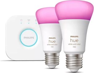 Philips 2 gab. viedās spuldzes LED E27, HueWCA 9W A60 EU, 1055Lm, 806lm 929002468810 | Elektrika.lv